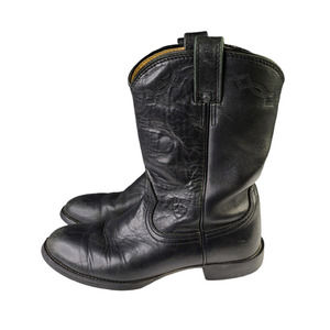 Ariat Men's 8 Black Tooled Leather Western Cowboy Boots Rodeo Round Toe
